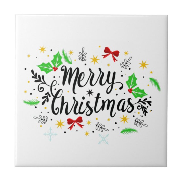 Festive Merry Christmas   Ceramic Tile (Front)