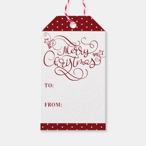Festive Merry Christmas Fancy Script Your Color Gift Tags