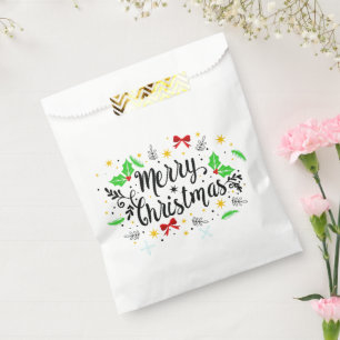 Festive Merry Christmas Favor Bag