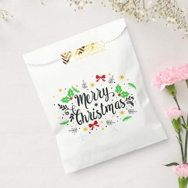 Festive Merry Christmas   Favor Bag (Sealed)