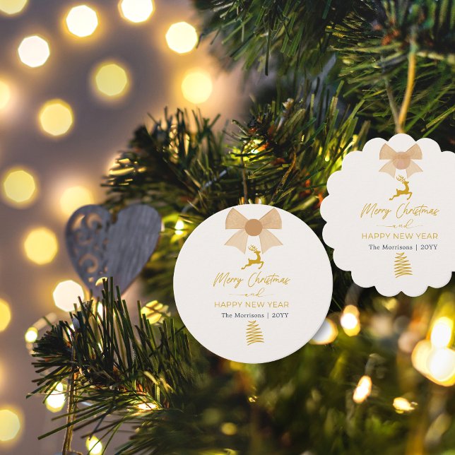 Festive Merry Christmas Favor Tag (Festive Merry Christmas Cream Favor Tag)