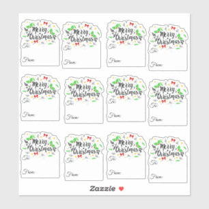 Festive Merry Christmas gift tags Sticker