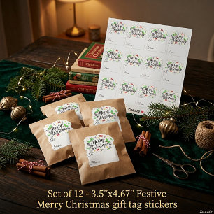 Festive Merry Christmas gift tags Sticker