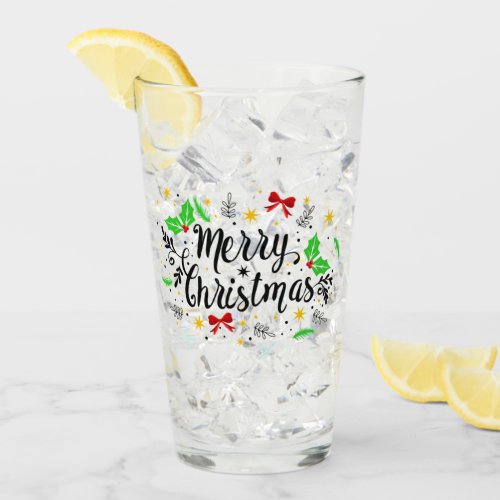 Festive Merry Christmas   Glass