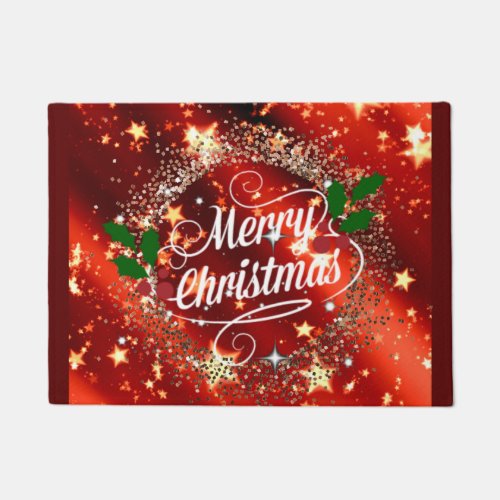 Festive Merry Christmas glitter and glister Doormat