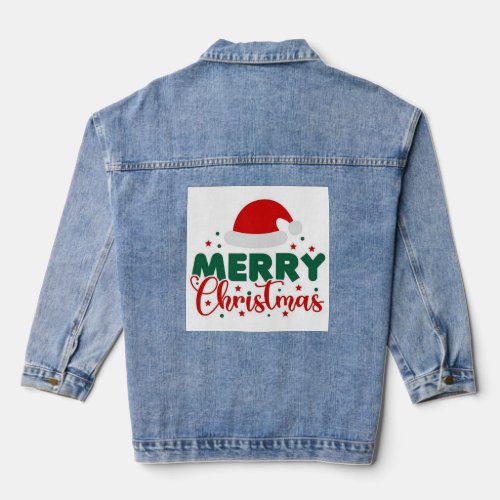 Festive Merry Christmas Graphic T_Shirt Denim Jacket