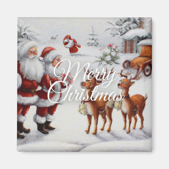 Festive "Merry Christmas" Holiday Cheer Magnet (Front)