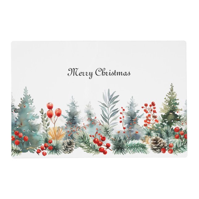 Festive "Merry Christmas" Laminated Placemat (Front)