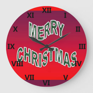 Festive Merry Christmas Large Clock