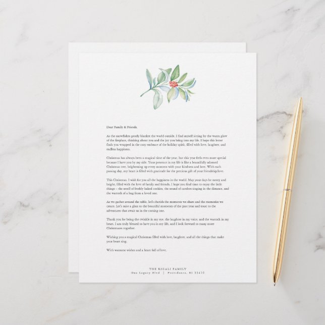 Festive Merry Christmas Letters Template Letterhead (Front/Back In Situ)