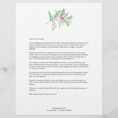 Festive Merry Christmas Letters Template Letterhead