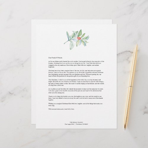 Festive Merry Christmas Letters Template Letterhead