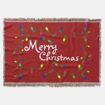 Festive Merry Christmas Lights Throw Blanket by theburlapfrog at Zazzle