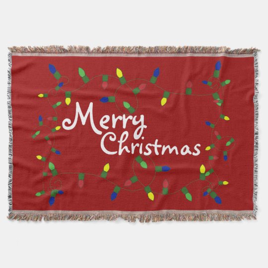 Festive Merry Christmas Lights Throw Blanket