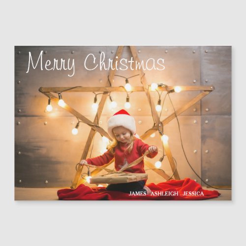 Festive Merry Christmas Magnetic Photo Card