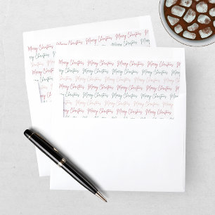 Festive Merry Christmas Mauve Green Envelope Liner
