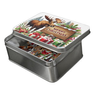 Festive Merry Christmas Moose Jigsaw Puzzle