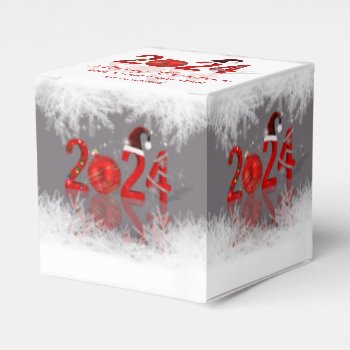 Festive Merry Christmas New Year 2024 Red Favor Boxes by SorayaShanCollection at Zazzle