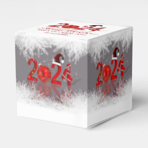 Festive Merry Christmas New Year 2024 Red Favor Boxes