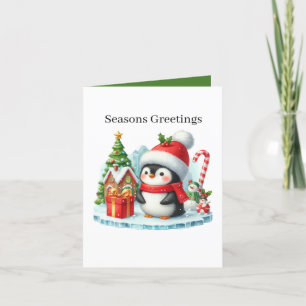 Festive Merry Christmas penguin Holiday Card