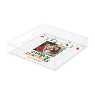 Festive Merry Christmas Personalized Acrylic Tray