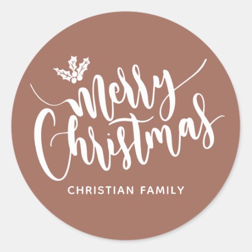 Festive Merry Christmas Personalized Classic Round Sticker