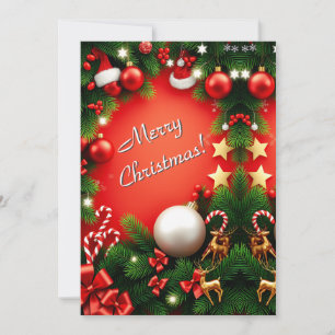Festive Merry Christmas Personalized Holiday Card