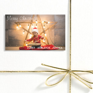 Festive Merry Christmas Personalized Photo Rectangular Sticker