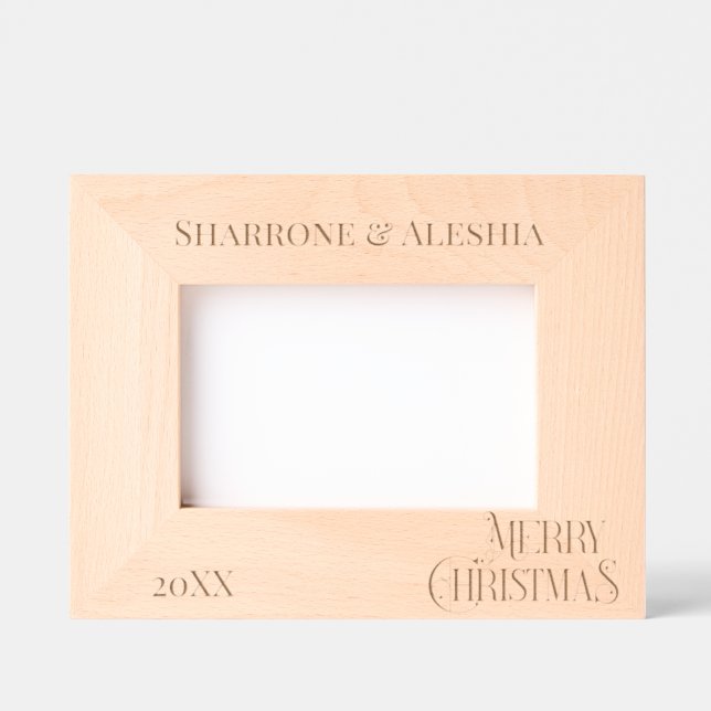 FESTIVE MERRY CHRISTMAS, PERSONALIZED  PICTURE ENGRAVED FRAMES (Front)