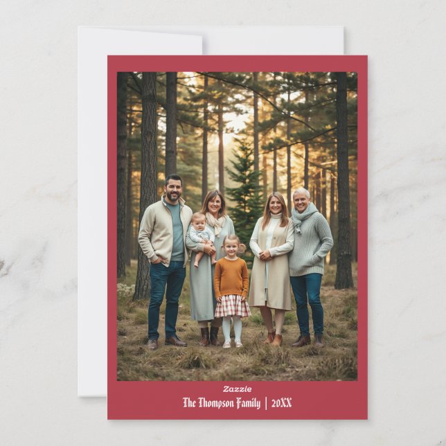 Festive Merry Christmas Personalized Red Holiday Card (Back)