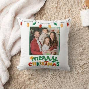 Festive Merry Christmas Personalized Throw Pillow