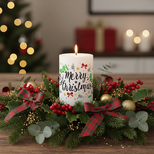 Festive Merry Christmas   Pillar Candle (Creator Uploaded)