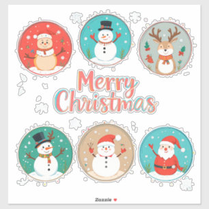 Festive Merry Christmas Postcard Sticker
