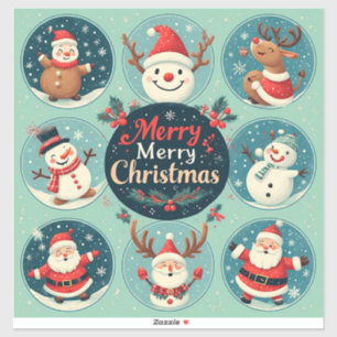 Festive Merry Christmas Postcard Sticker