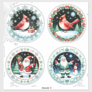 Festive Merry Christmas Postcard Sticker