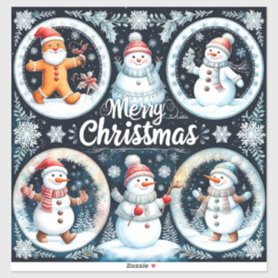 Festive Merry Christmas Postcard Sticker