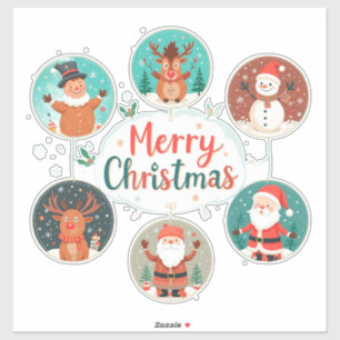 Festive Merry Christmas Postcard Sticker