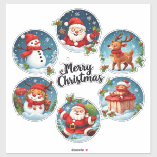Festive Merry Christmas Postcard Sticker