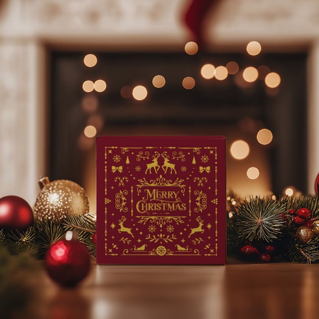 Festive Merry Christmas Red Classic Favor Boxes (Festive Merry Christmas Red & Gold Imitation Favor Boxes)