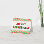 [ Thumbnail: Festive "Merry Christmas!", Red & Green Stripes Card ]