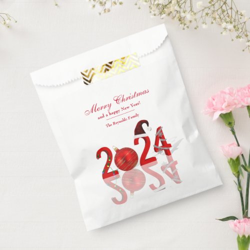 Festive Merry Christmas Red New Year 2024 Favor Bag