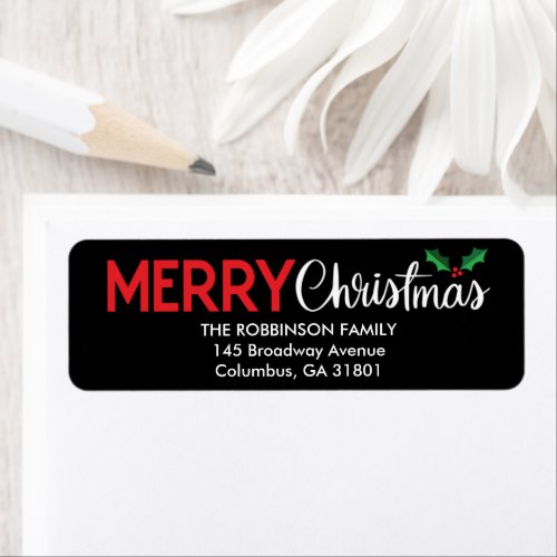 Festive Merry Christmas Return Address Label