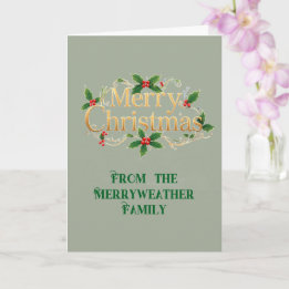 Festive Merry Christmas Sage Card