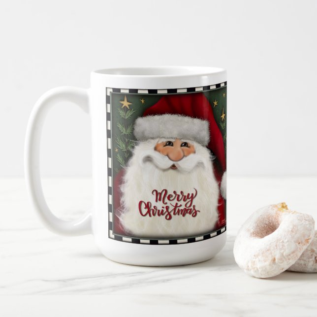 Festive Merry Christmas Santa Coffee Mug (With Donut)