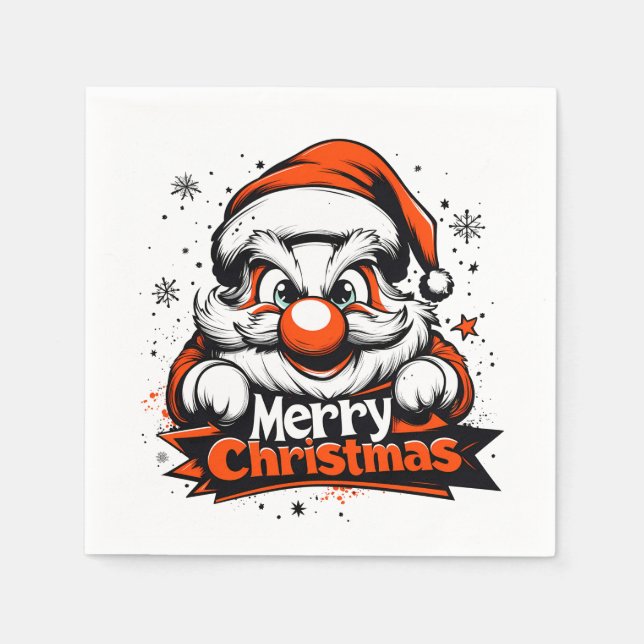 Festive "Merry Christmas" Santa Napkins (Front)