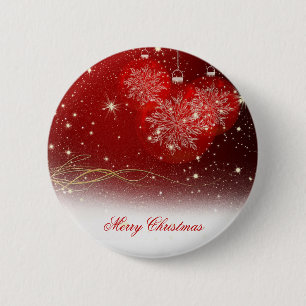 Festive “Merry Christmas” snowflakes ornaments Pinback Button