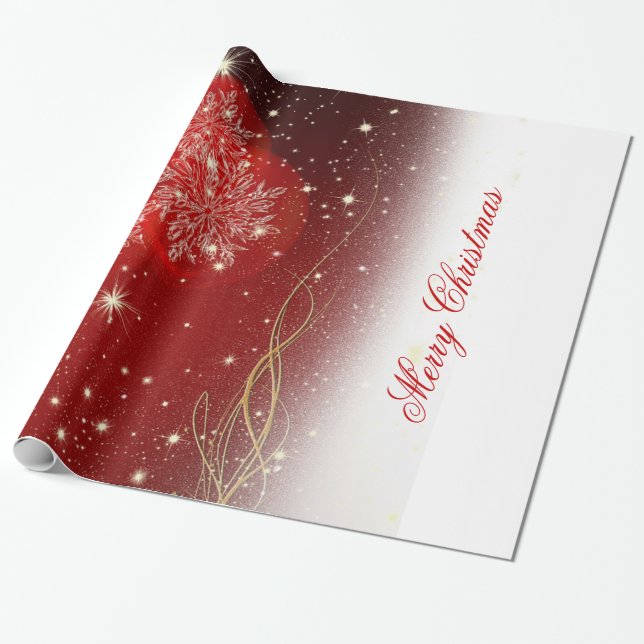 Festive “Merry Christmas” snowflakes ornaments Wrapping Paper (Unrolled)