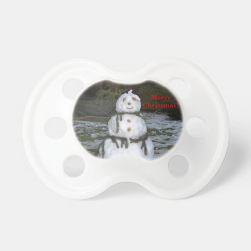 Festive Merry Christmas Snowman Pacifier