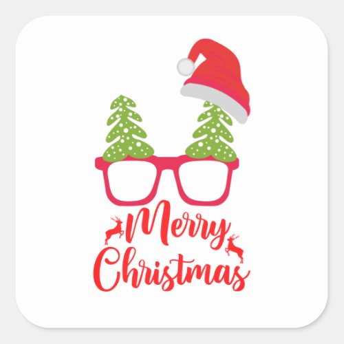 Festive Merry Christmas Square Sticker