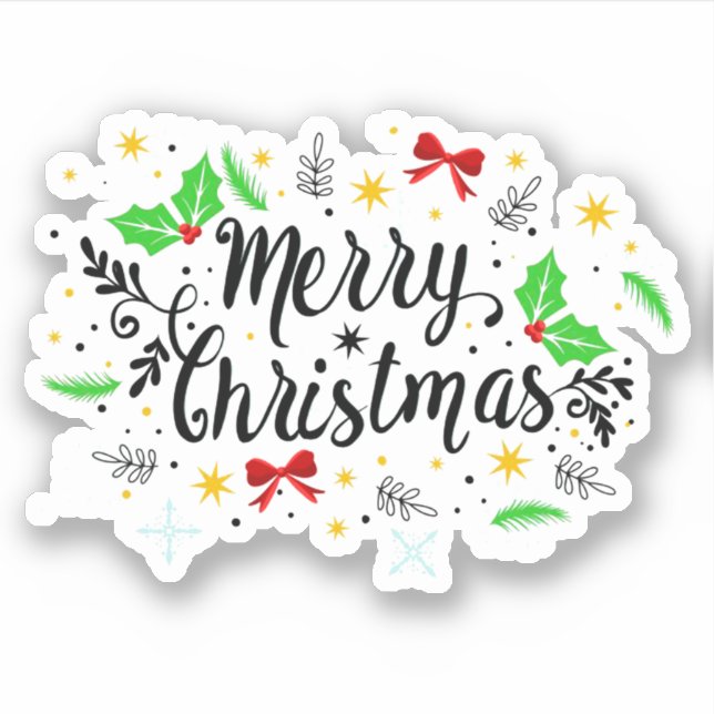 Festive Merry Christmas Sticker (Front)